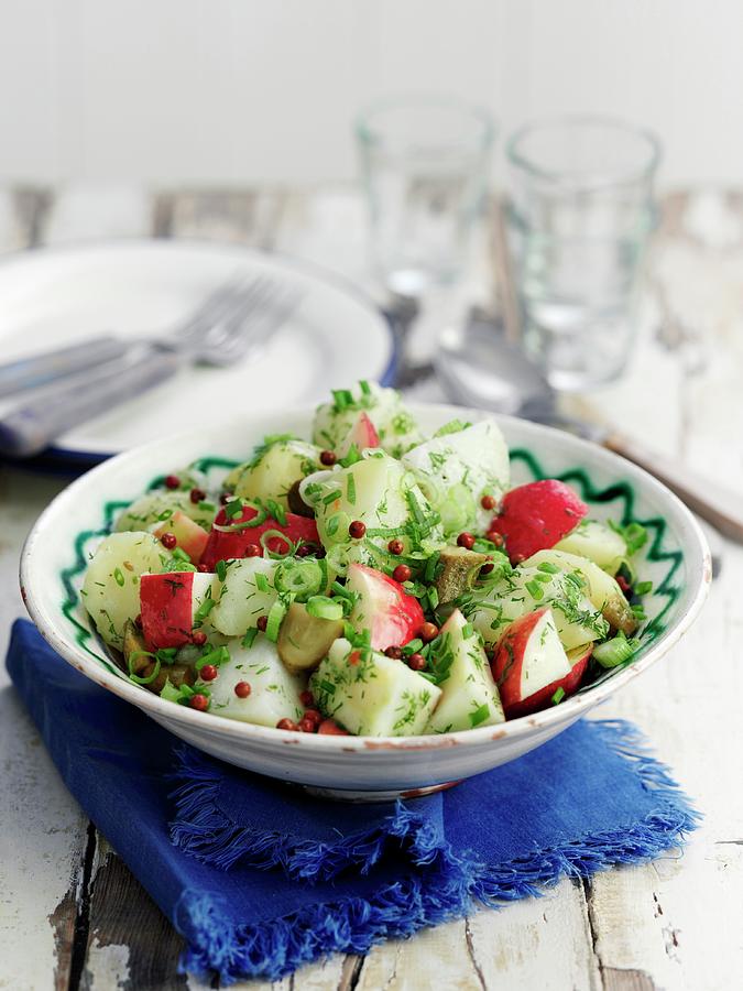 Potato Salad With Apple, Gherkins And Red Pepper Photograph by Gareth Morgans