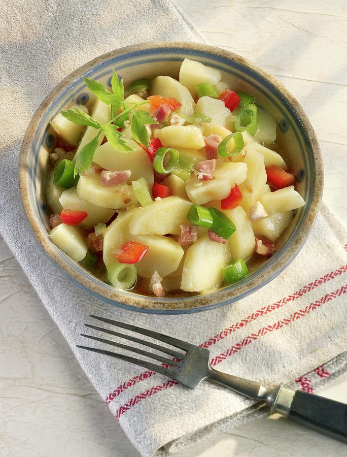 Potato Salad With Peppers And Spring Onions Photograph By Foodfoto Köln