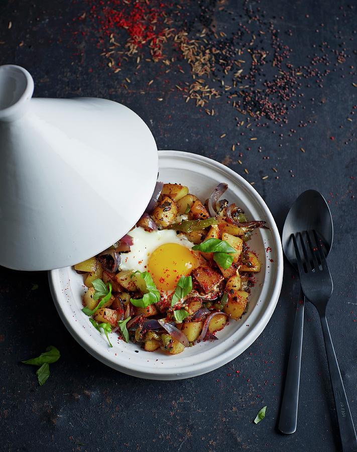 Potato Tagine With Egg north Africa Photograph by Jalag / Julia Hoersch