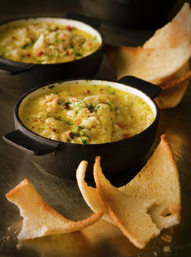 Potted Crab crab In Butter, England With Melba Toast Photograph by