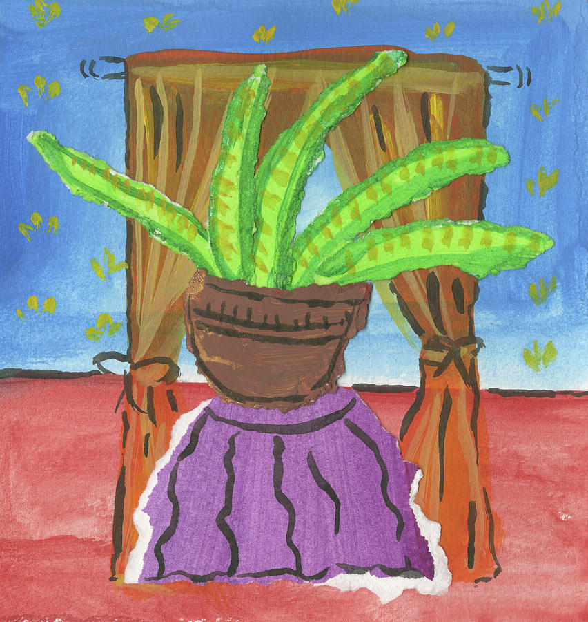 Still Life Painting - Potted Succulent Plant by Jennifer Frances Azadmanesh