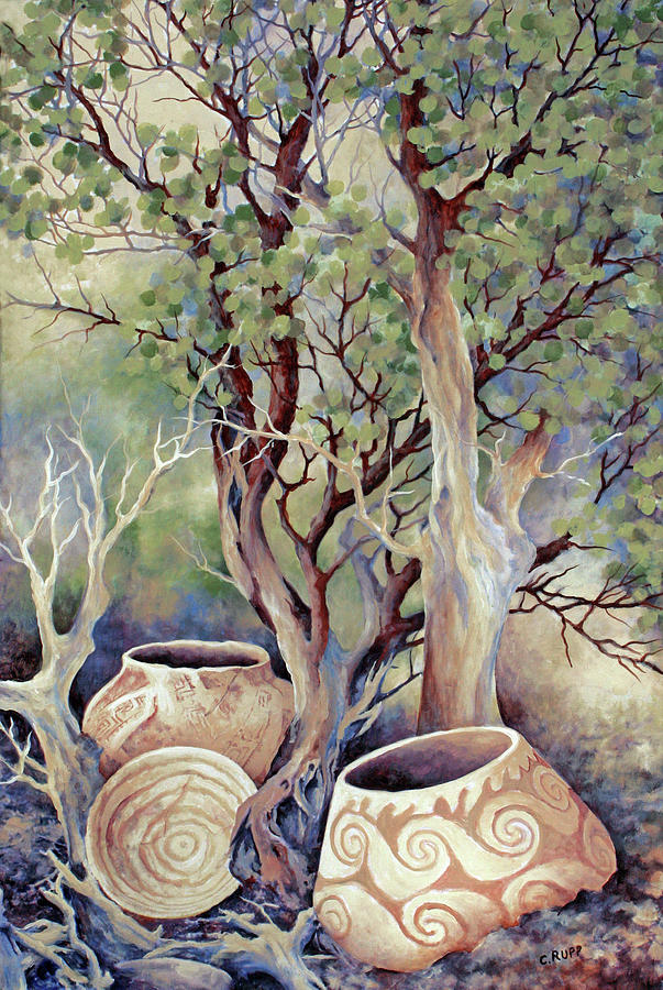 Tree Painting - Pottery by Carol J Rupp