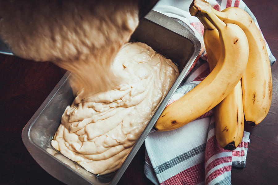 Pouring Banana Bread Batter Into Pan by Jeanette Fellows Pouring Banana Bread Batter Into Pan by Jeanette Fellows