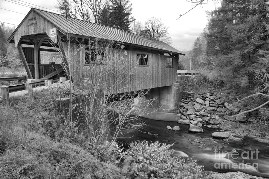 Power House Covered Bridge Black And White Photograph by Adam Jewell
