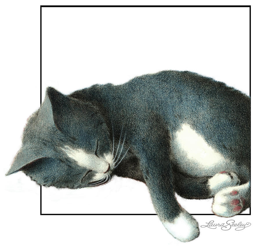 Cat Painting - Power  Nap by Laura Seeley