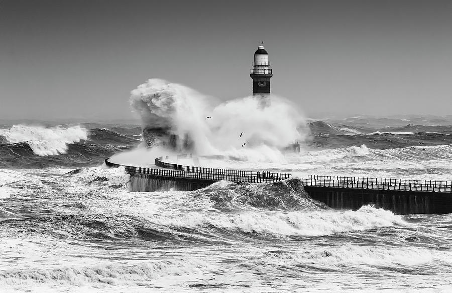 Black And White Photograph - Power Of The Sea by Daniel Springgay