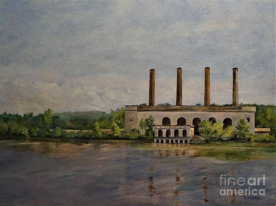 Power Plant on the Mohawk River New York Painting by Barbara Moak
