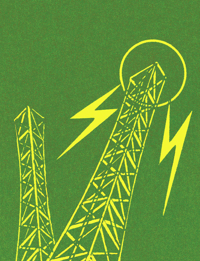 Vintage Drawing - Power tower by CSA Images