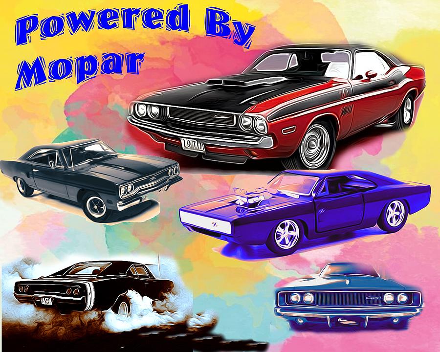 Roadrunner Painting - Powered By Mopar Muscle Cars by Peter Nowell