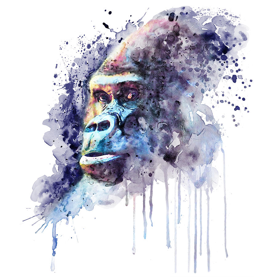 Powerful Gorilla Painting by Marian Voicu