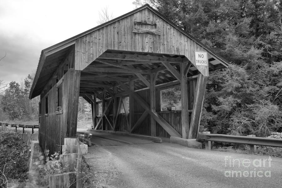 Powerhouse Covered Bridge Black And White Photograph by Adam Jewell