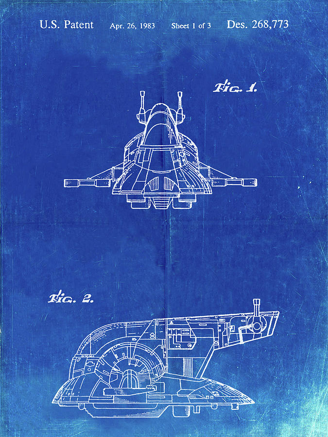 Pp1-faded Blueprint Star Wars Slave One Patent Poster Digital Art by ...