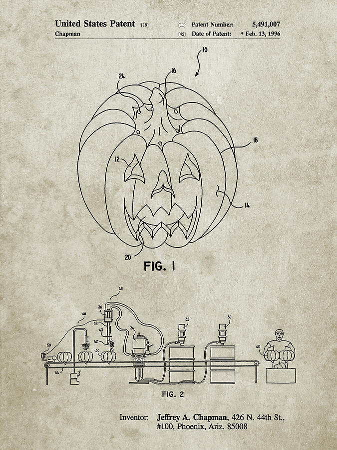 Pumpkin Digital Art - Pp1003-sandstone Pumpkin Patent Poster by Cole Borders