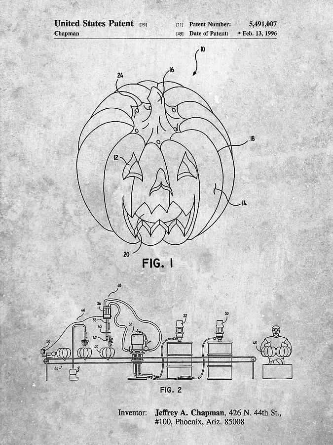 Patent Digital Art - Pp1003-slate Pumpkin Patent Poster by Cole Borders