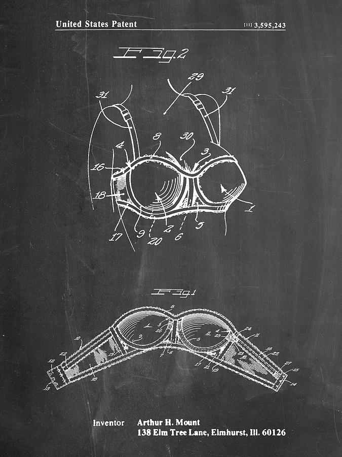 Pp1004-chalkboard Push-up Bra Patent Poster Digital Art by Cole Borders -  Pixels