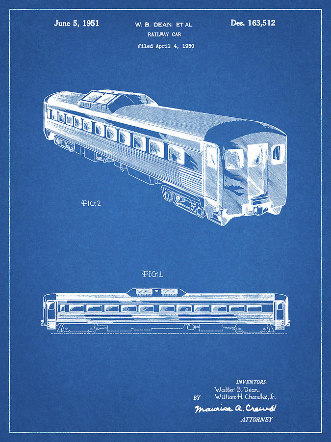 Train Decor Digital Art - Pp1006-blueprint Railway Passenger Car Patent Poster by Cole Borders