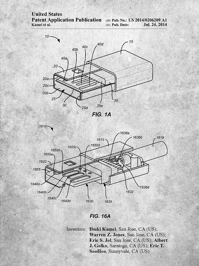 Flash Drive Digital Art - Pp1013-slate Reversible Usb Patent Poster by Cole Borders