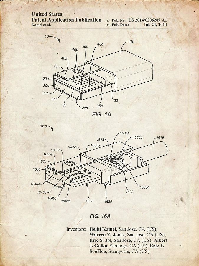 Flash Drive Digital Art - Pp1013-vintage Parchment Reversible Usb Patent Poster by Cole Borders