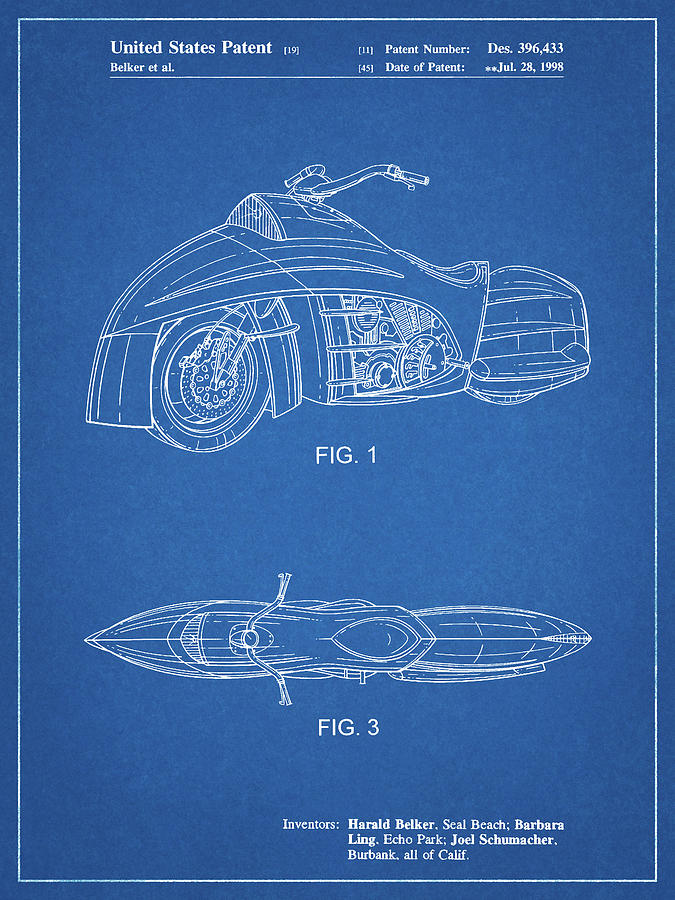 Movie Poster Digital Art - Pp1015-blueprint Robin Motorcycle Patent Poster by Cole Borders