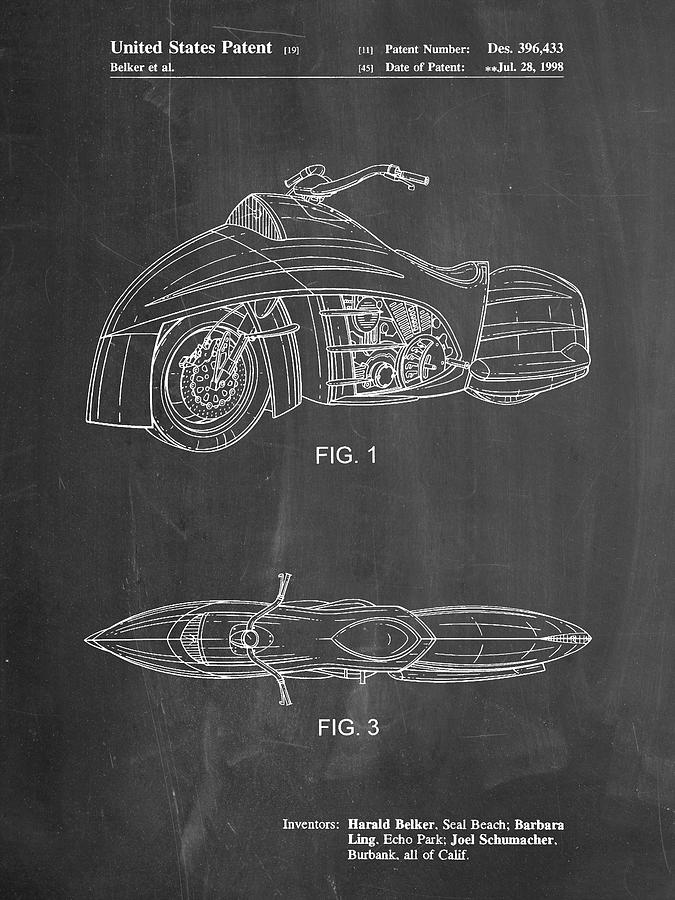 Movie Poster Digital Art - Pp1015-chalkboard Robin Motorcycle Patent Poster by Cole Borders