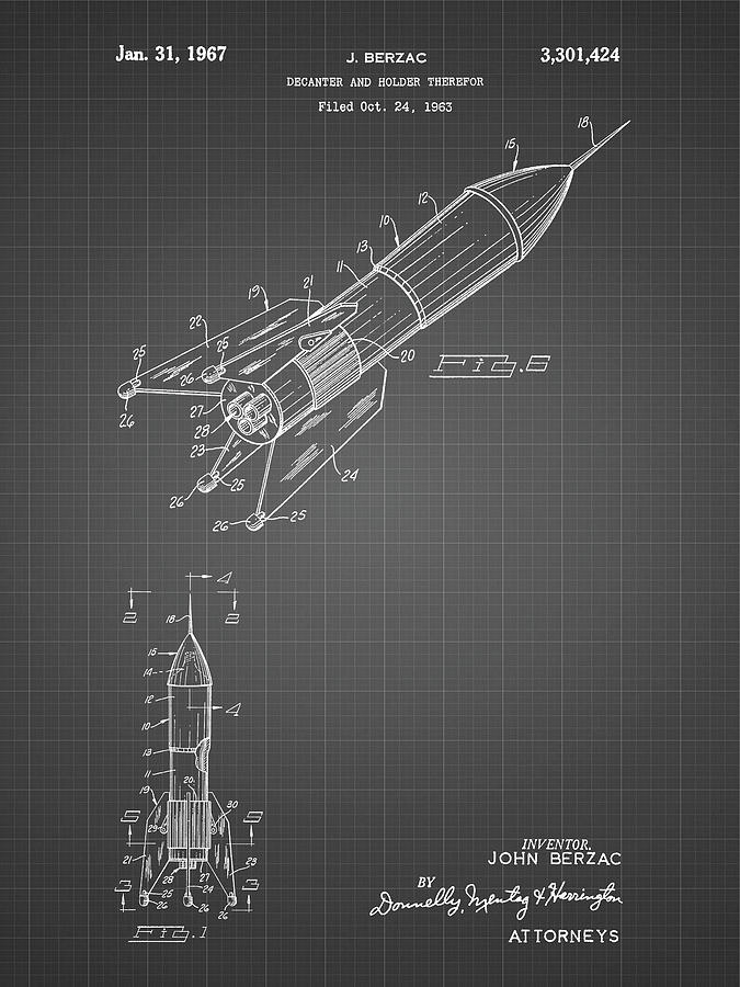 Pp1016-black Grid Rocket Ship Concept 1963 Patent Poster Digital Art by ...