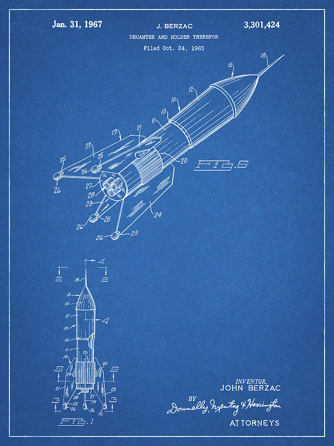 Pp1016-blueprint Rocket Ship Concept 1963 Patent Poster Digital Art by ...