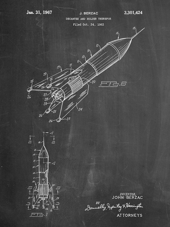 Pp1016-chalkboard Rocket Ship Concept 1963 Patent Poster Digital Art by ...