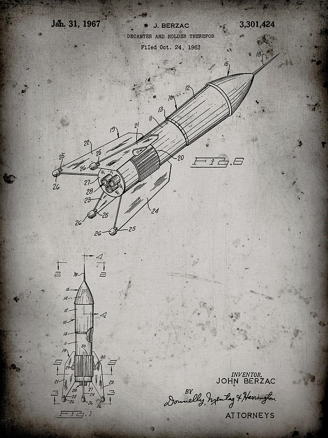 Pp1016-faded Grey Rocket Ship Concept 1963 Patent Poster Digital Art by ...