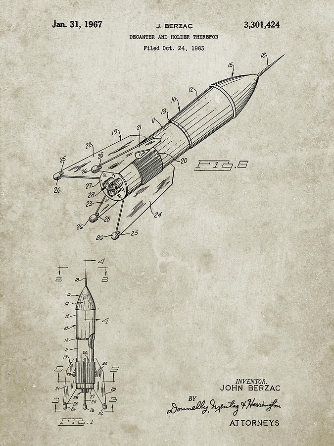 Pp1016-sandstone Rocket Ship Concept 1963 Patent Poster Digital Art by ...
