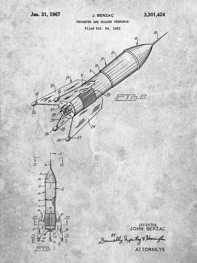 Pp1016-slate Rocket Ship Concept 1963 Patent Poster Digital Art by Cole ...