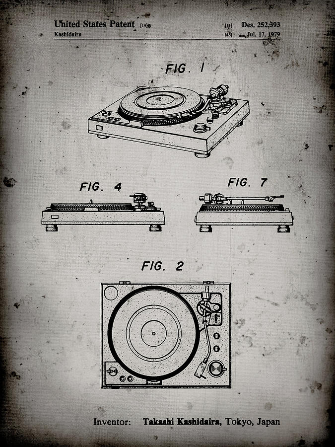 Pp1028-faded Grey Sansui Turntable 1979 Patent Poster Digital Art by ...