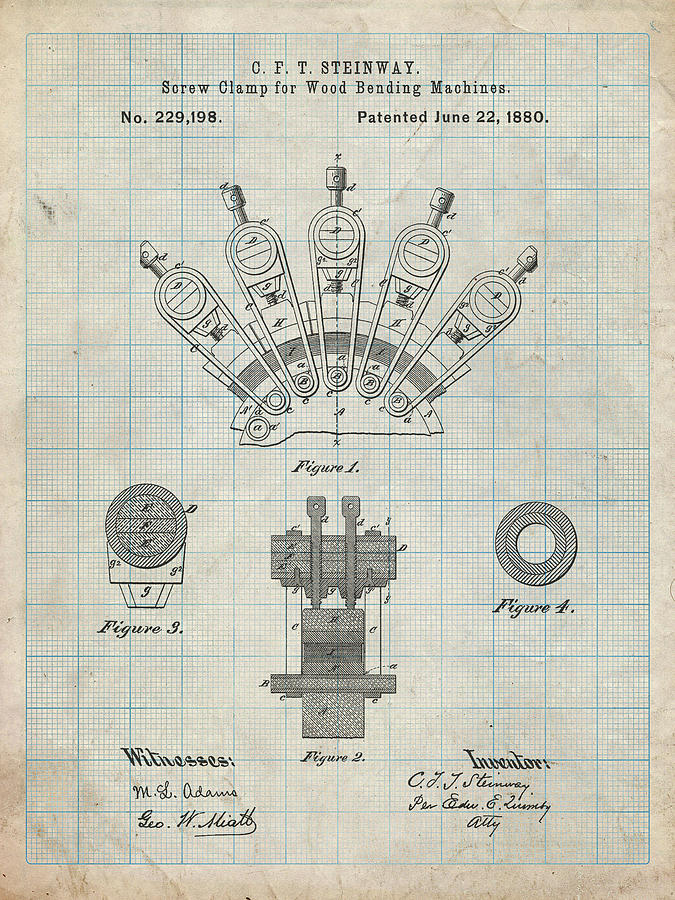 Tool Digital Art - Pp1031-antique Grid Parchment Screw Clamp 1880  Patent Poster by Cole Borders