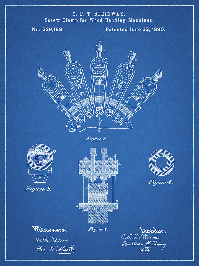 Tool Digital Art - Pp1031-blueprint Screw Clamp 1880  Patent Poster by Cole Borders