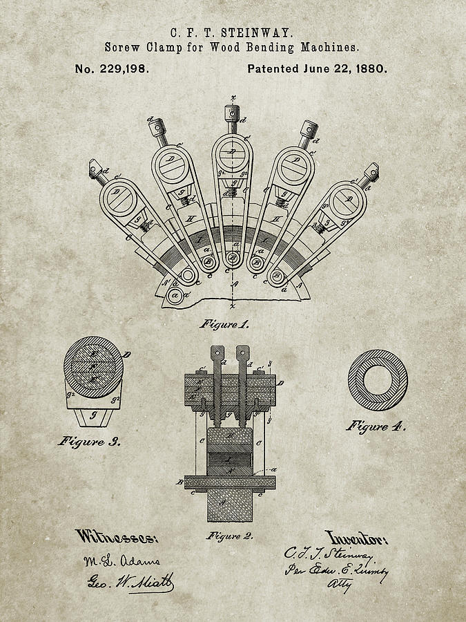 Tool Digital Art - Pp1031-sandstone Screw Clamp 1880  Patent Poster by Cole Borders