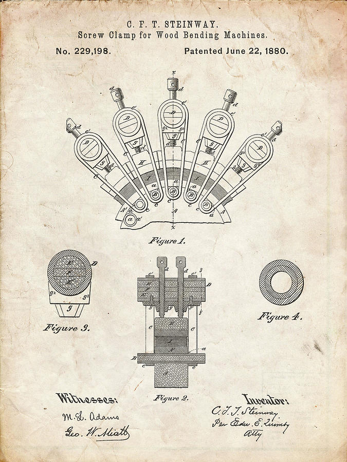 Tool Digital Art - Pp1031-vintage Parchment Screw Clamp 1880  Patent Poster by Cole Borders