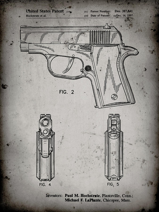 Pistol Digital Art - Pp1034-faded Grey Sig Sauer P220 Pistol Patent Poster by Cole Borders
