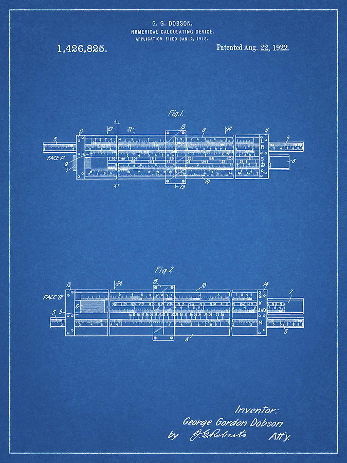 Slide Rule Digital Art - Pp1040-blueprint Slide Rule Patent Poster by Cole Borders
