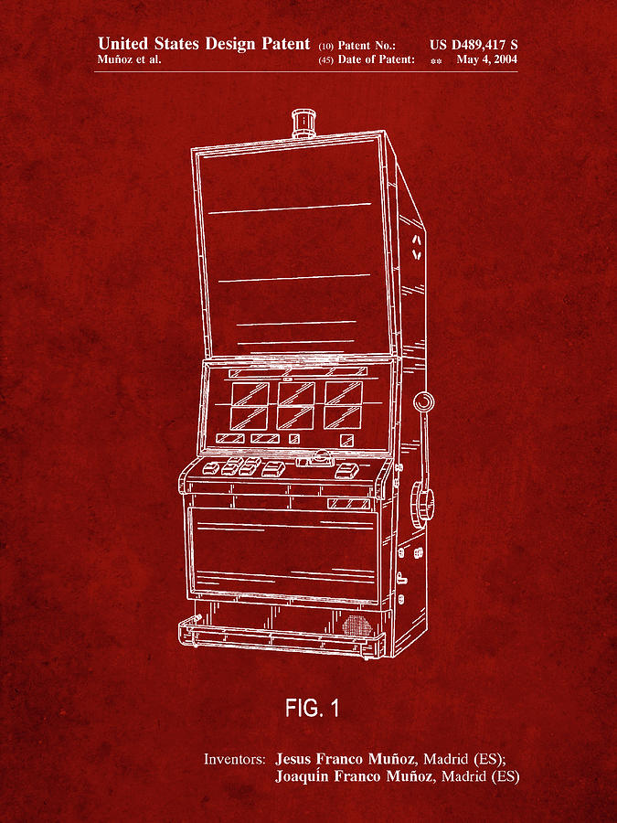 Pp1043burgundy Slot Machine Patent Poster Digital Art by