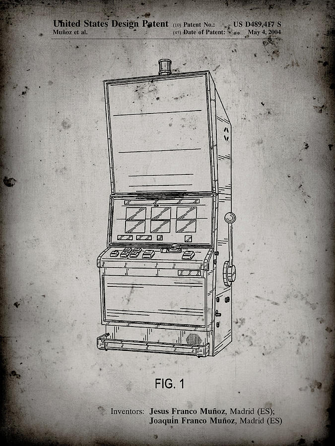 Pp1043faded Grey Slot Machine Patent Poster Digital Art