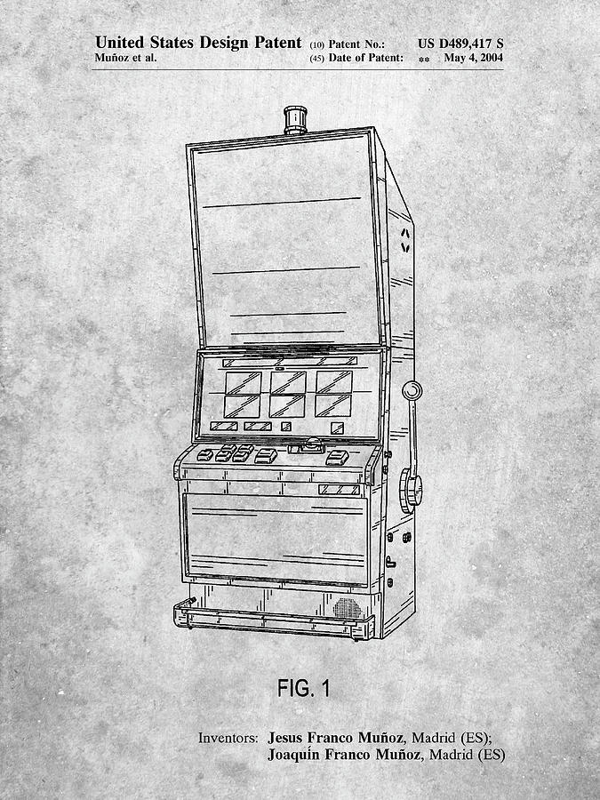 Pp1043slate Slot Machine Patent Poster Digital Art by