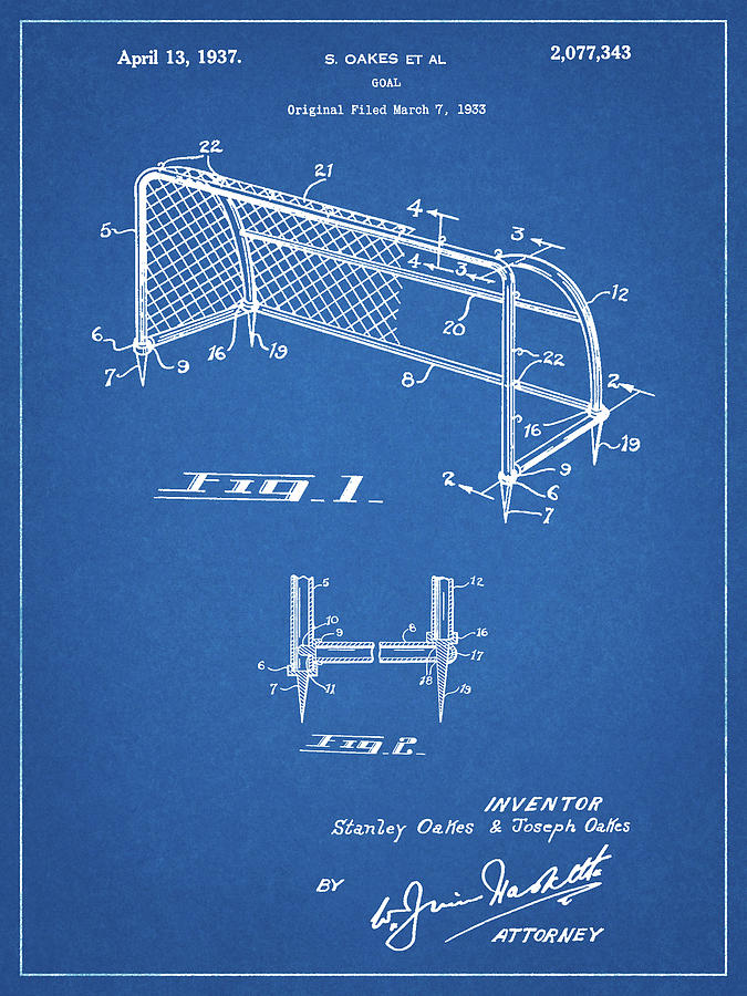 Soccer Digital Art - Pp1048-blueprint Soccer Goal Patent Art by Cole Borders
