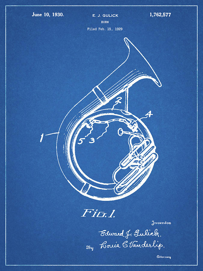Music Digital Art - Pp1049-blueprint Sousaphone Patent Poster by Cole Borders
