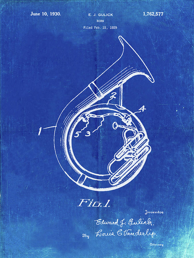 Music Digital Art - Pp1049-faded Blueprint Sousaphone Patent Poster by Cole Borders