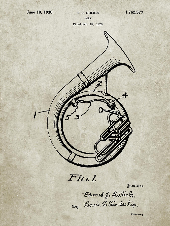 Music Digital Art - Pp1049-sandstone Sousaphone Patent Poster by Cole Borders