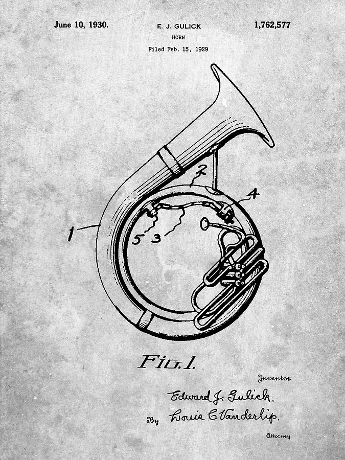 Music Digital Art - Pp1049-slate Sousaphone Patent Poster by Cole Borders