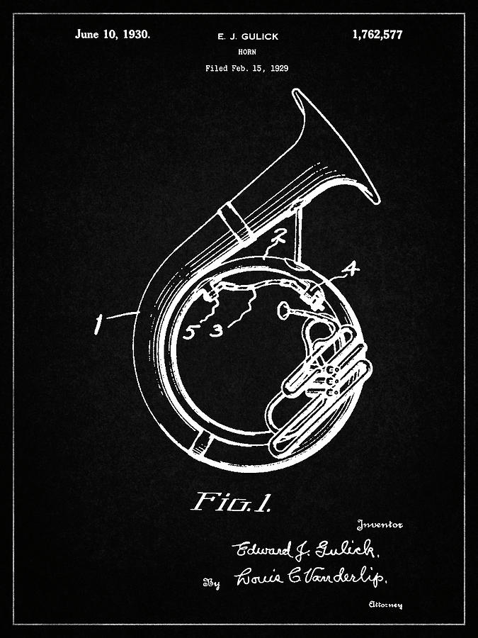 Music Digital Art - Pp1049-vintage Black Sousaphone Patent Poster by Cole Borders