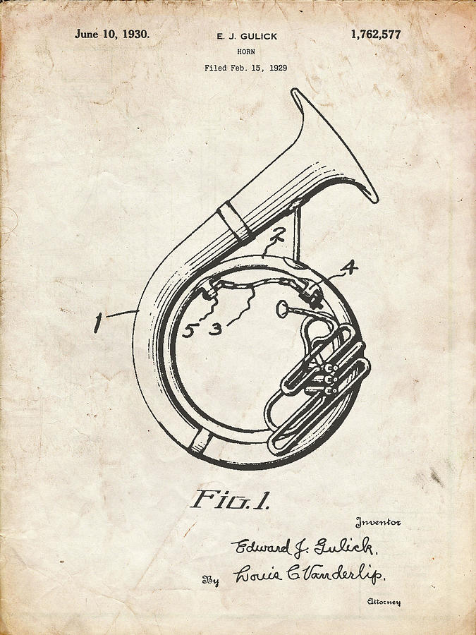 Music Digital Art - Pp1049-vintage Parchment Sousaphone Patent Poster by Cole Borders