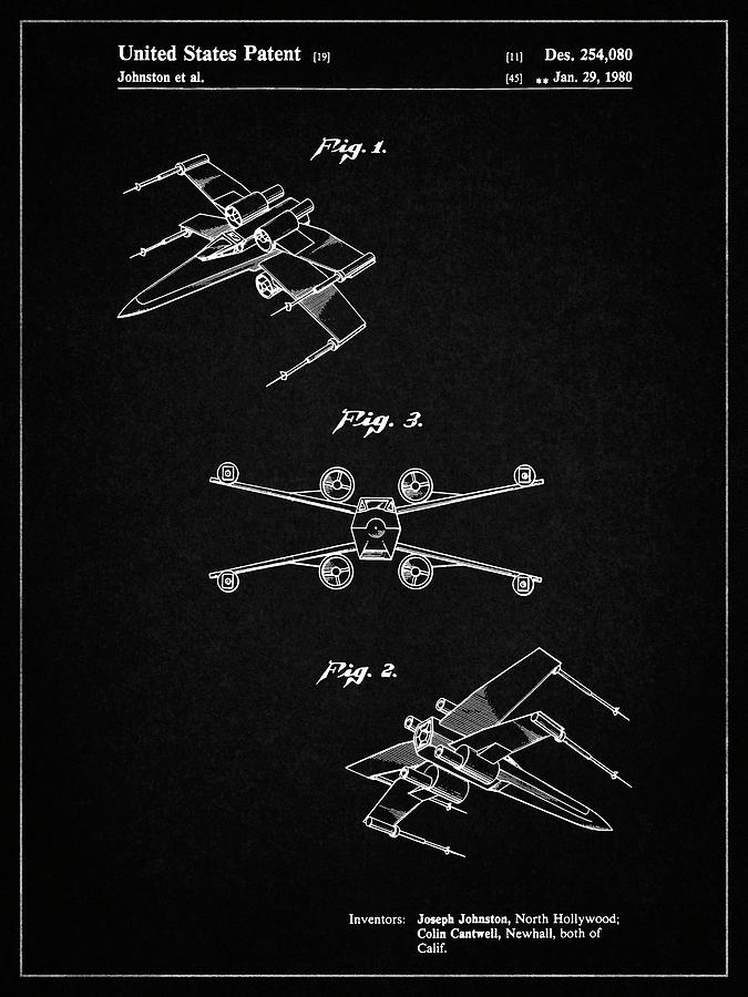 pp1060 vintage black star wars x wing starfighter star wars poster digital art by cole borders