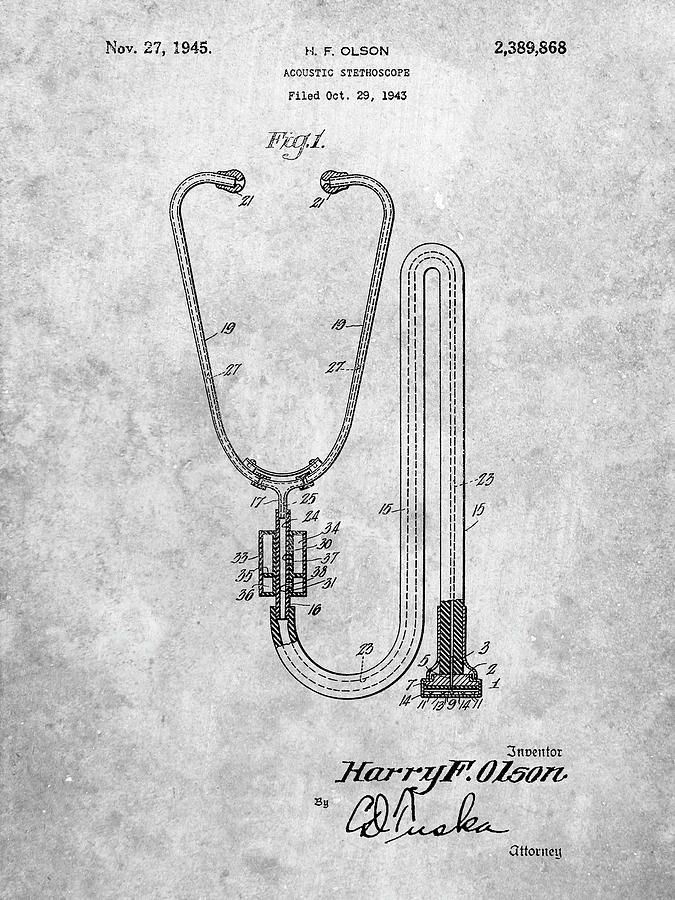 Stethoscope Digital Art - Pp1066-slate Stethoscope Patent Poster by Cole Borders