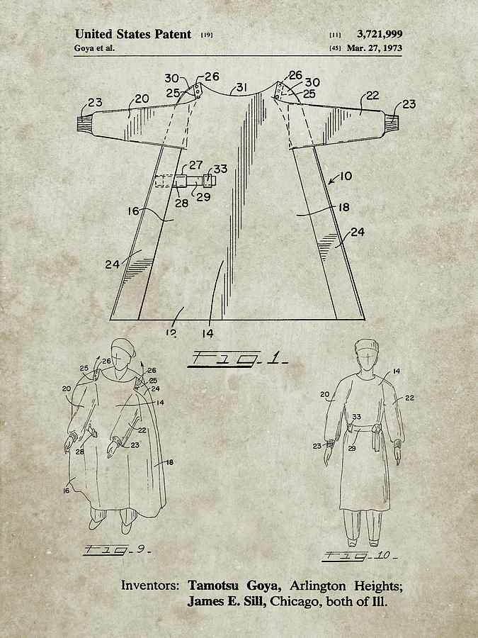 Surgery Digital Art - Pp1074-sandstone Surgical Gown Patent Print by Cole Borders